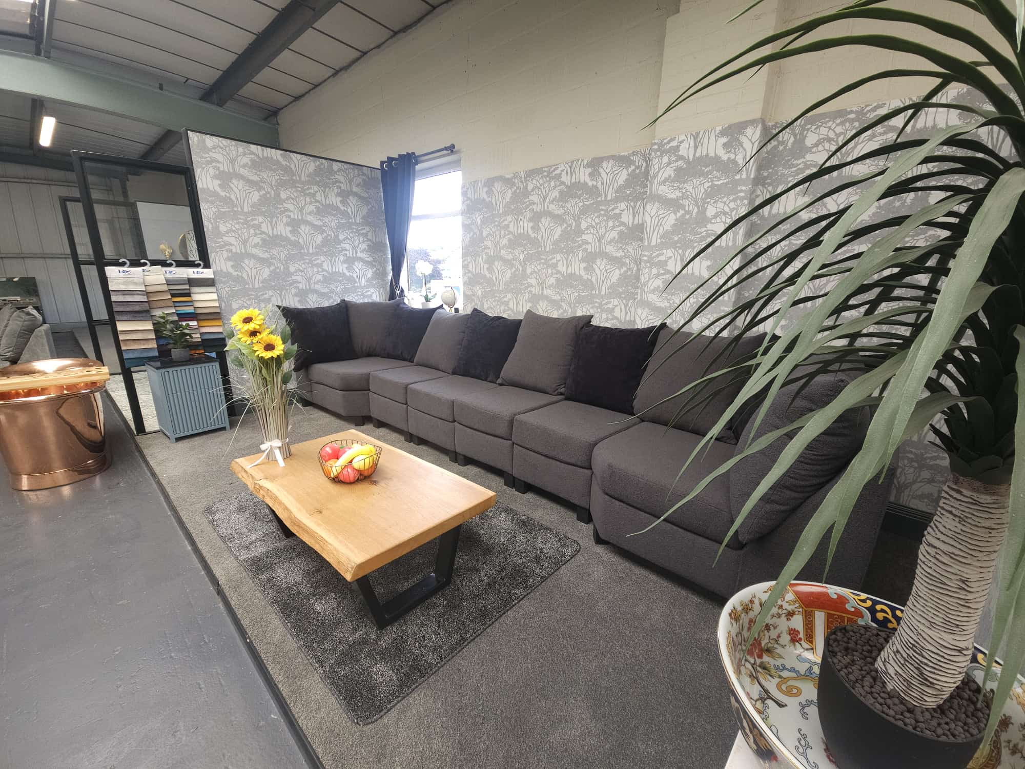 M6 Chenille Charcoal Modular U-Shape